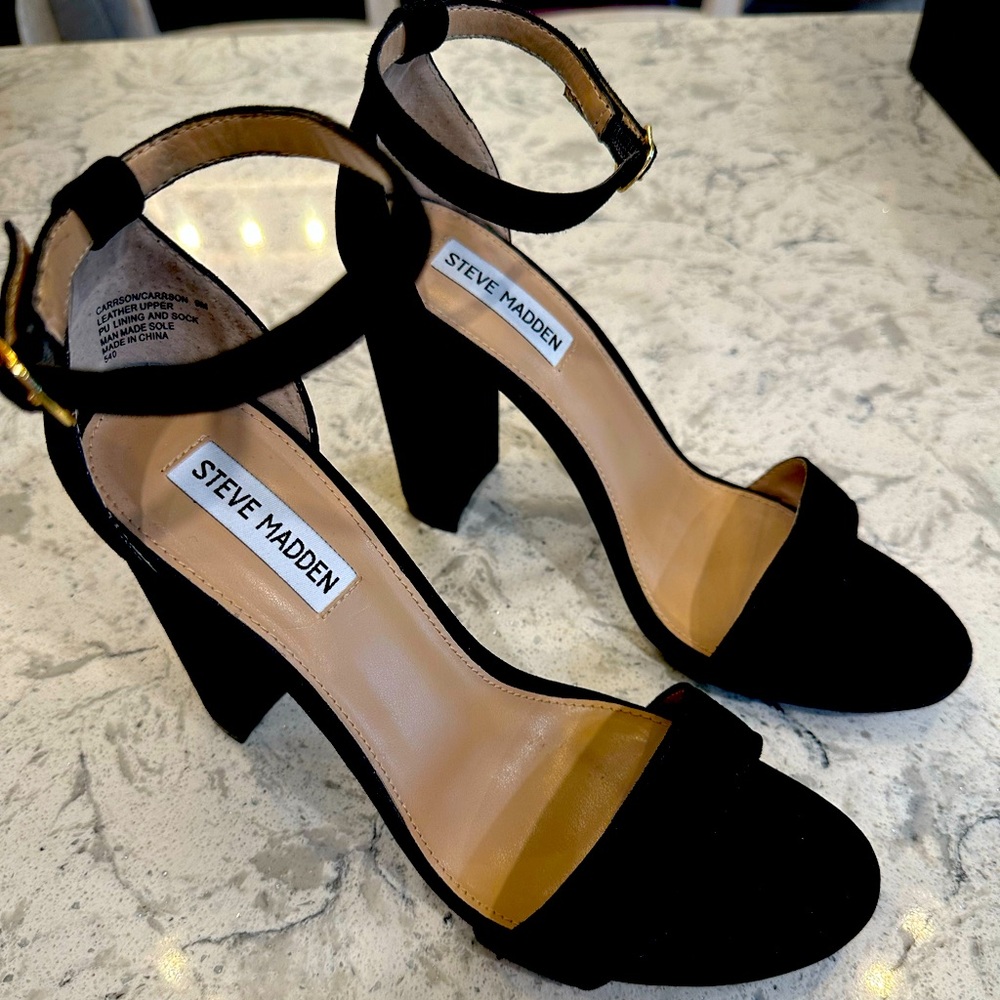 Steve Madden Carson Black Suede Heels Sz 9